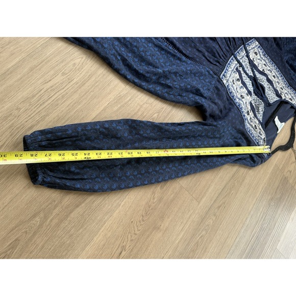 Sundance Estelle Peasant Tunic Floral Dress Size M Navy Blue Boho Prairie - Picture 8 of 8